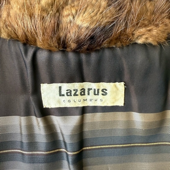 Lazarus Cape Brown Muskrat Fur Cape Vintage 1940s Lazarus Columbus Size Large - Picture 8 of 11